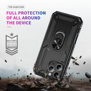 For iPhone 16 Pro Max Shockproof TPU Hybrid PC Phone Case with Holder(Black)