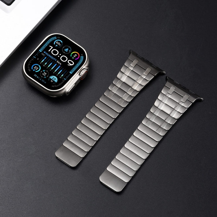For Apple Watch Series 9 45mm Magnetic Stainless Steel Watch Band(Titanium Grey)