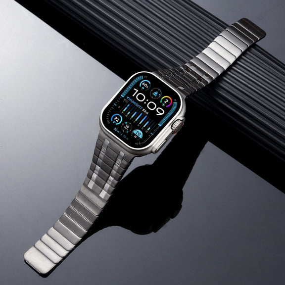 For Apple Watch Series 8 45mm Magnetic Stainless Steel Watch Band(Titanium Grey)