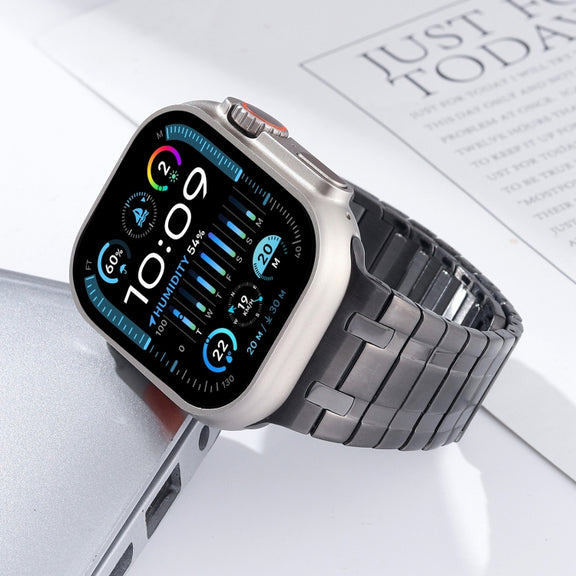 For Apple Watch Series 7 45mm Magnetic Stainless Steel Watch Band(Titanium Grey)