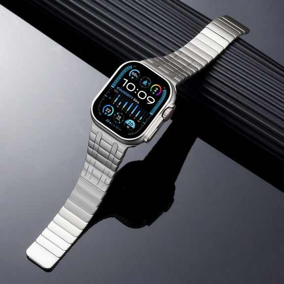For Apple Watch Series 7 45mm Magnetic Stainless Steel Watch Band(Titanium Gold)