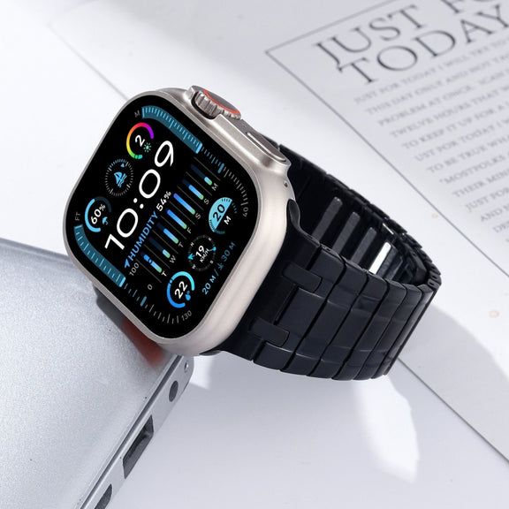 For Apple Watch SE 44mm Magnetic Stainless Steel Watch Band(Black)