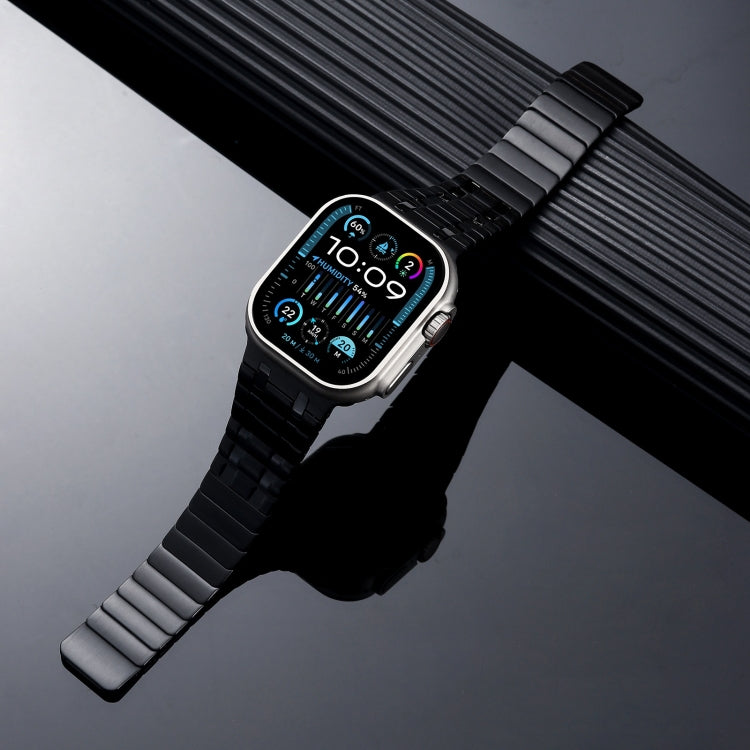 For Apple Watch Series 6 44mm Magnetic Stainless Steel Watch Band(Black)