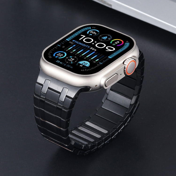 For Apple Watch Series 6 44mm Magnetic Stainless Steel Watch Band(Black)