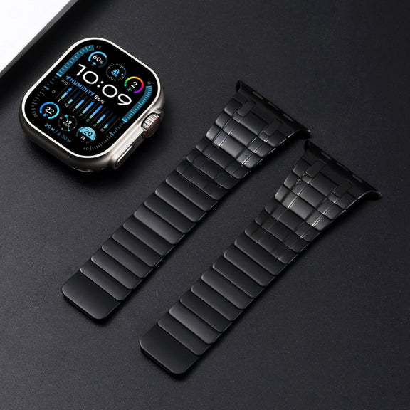 For Apple Watch Series 6 44mm Magnetic Stainless Steel Watch Band(Black)