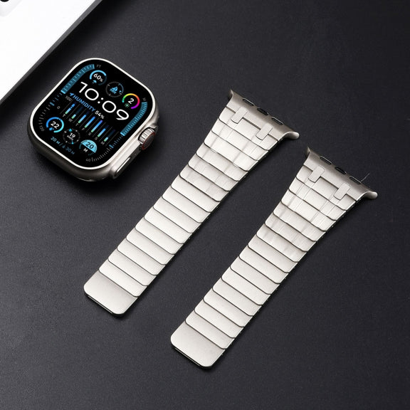 For Apple Watch Series 5 44mm Magnetic Stainless Steel Watch Band(Titanium Gold)