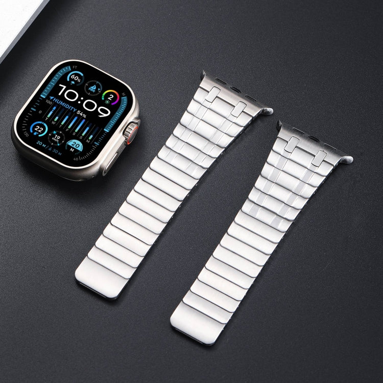 For Apple Watch Series 4 44mm Magnetic Stainless Steel Watch Band(Silver)