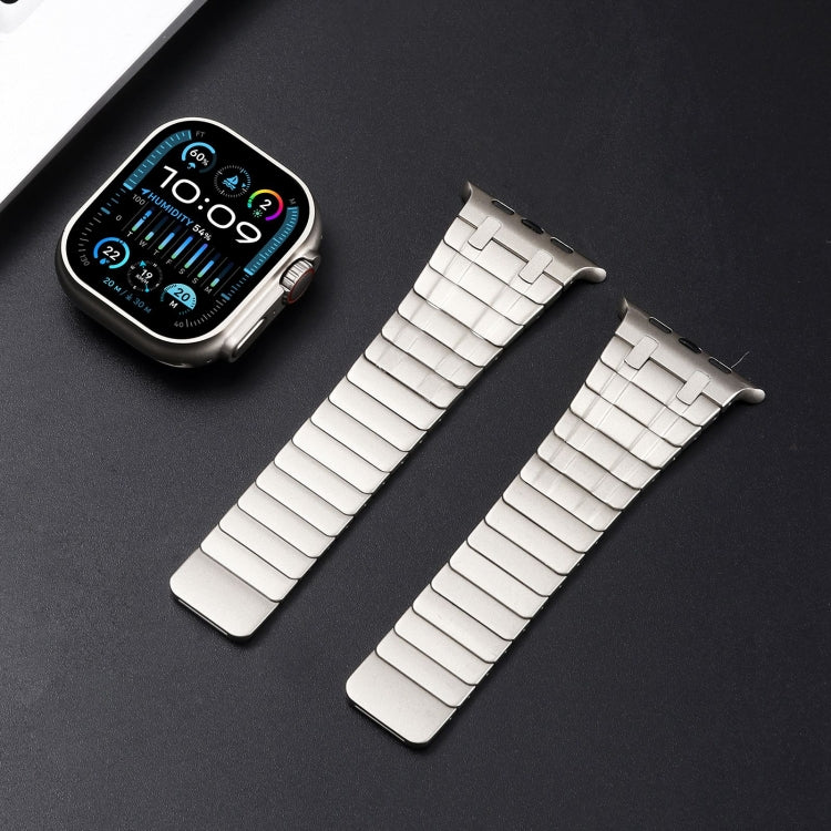 For Apple Watch Series 4 44mm Magnetic Stainless Steel Watch Band(Titanium Gold)