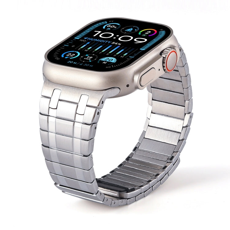 For Apple Watch Series 3 42mm Magnetic Stainless Steel Watch Band(Silver)
