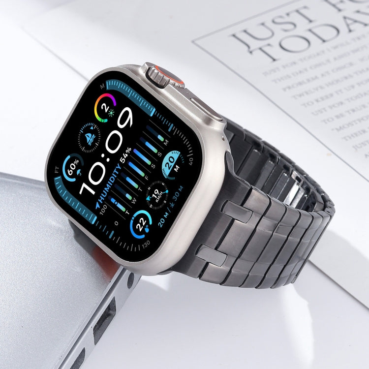 For Apple Watch Series 3 42mm Magnetic Stainless Steel Watch Band(Titanium Grey)