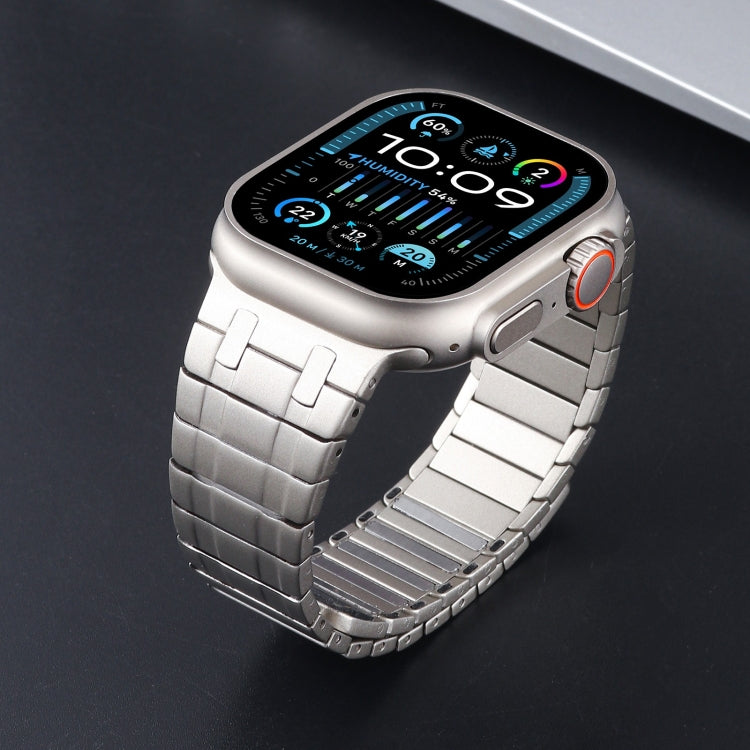 For Apple Watch Series 3 42mm Magnetic Stainless Steel Watch Band(Titanium Gold)