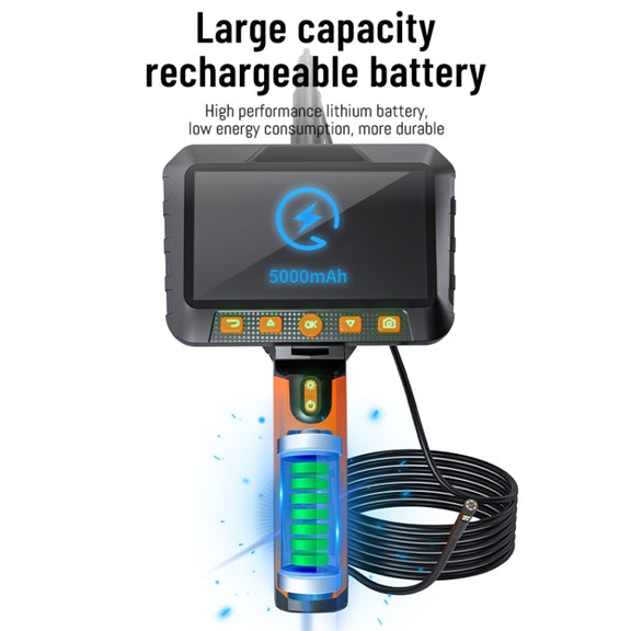 T27 5 inch IPS Color Screen 8mm Single Camera Handheld Hard Cable HD Industrial Endoscope, Length:2m(Orange Black)