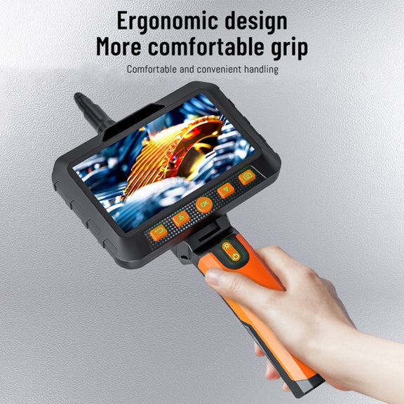 T27 5 inch IPS Color Screen 8mm Single Camera Handheld Hard Cable HD Industrial Endoscope, Length:2m(Orange Black)