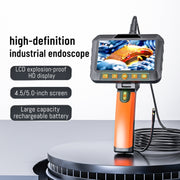 T27 5 inch IPS Color Screen 7.9mm Dual Camera Handheld Hard Cable HD Industrial Endoscope, Length:10m(Orange Black)