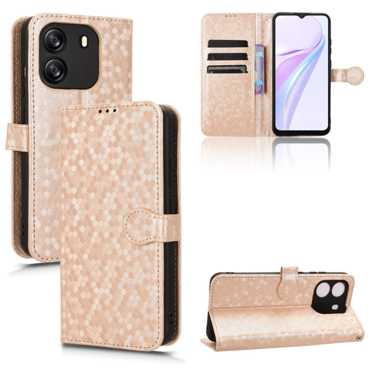 For Blackview Wave 6C Honeycomb Dot Texture Leather Phone Case(Gold) - More Brand by PMC TechLife | Online Shopping South Africa | PMC TechLife | Buy Now Pay Later Mobicred