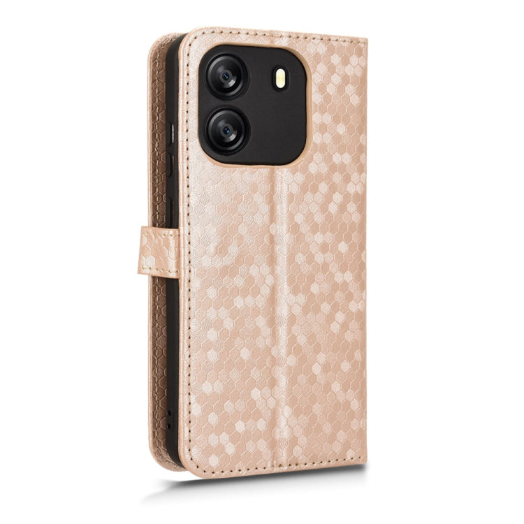 For Blackview Wave 6C Honeycomb Dot Texture Leather Phone Case(Gold) - More Brand by PMC TechLife | Online Shopping South Africa | PMC TechLife | Buy Now Pay Later Mobicred