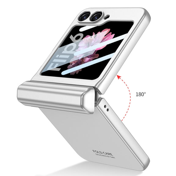 For Samsung Galaxy Z Flip6 / Flip7 FE GKK Integrated Magnetic Full Coverage Flip Phone Case with Pen Box+Pen(Silver)