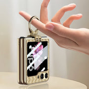For Samsung Galaxy Z Flip6 / Flip7 FE GKK Integrated Plating Weave Texture Phone Case with Ring Holder(Pink)