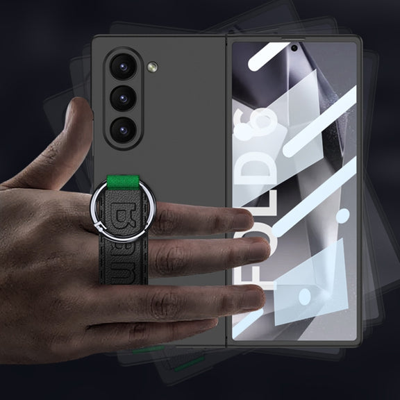 For Samsung Galaxy Z Fold6 GKK Integrated Big Hole Side Wrist Strap Ring Phone Case(Titanium Gray)