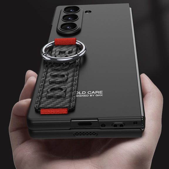 For Samsung Galaxy Z Fold6 GKK Integrated Big Hole Side Wrist Strap Ring Phone Case(Black)