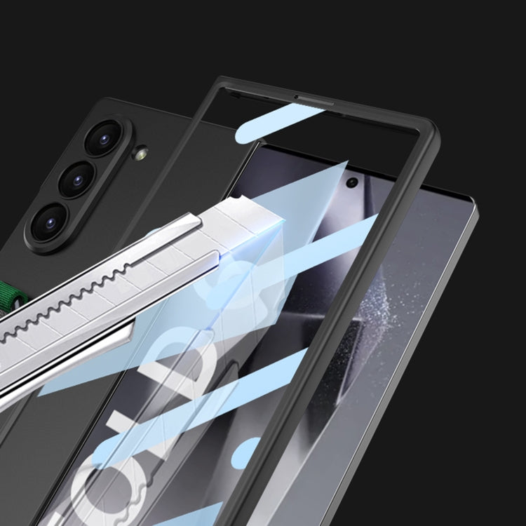 For Samsung Galaxy Z Fold6 GKK Integrated Big Hole Side Wrist Strap Ring Phone Case(Carbon Fibre Black)