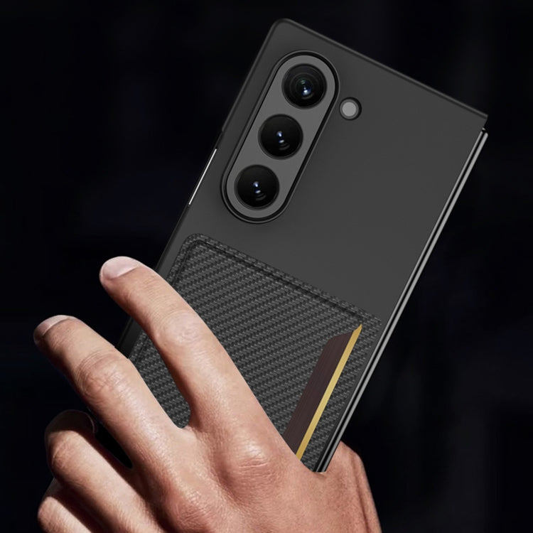For Samsung Galaxy Z Fold6 GKK Integrated Ultra-thin Card Slots Phone Case(Carbon Fiber Texture)