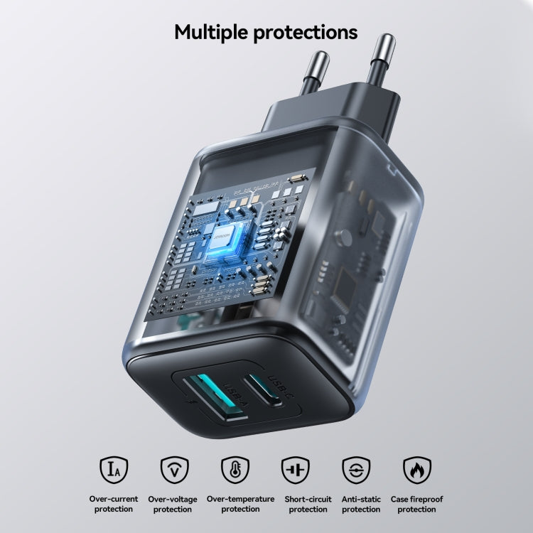 JOYROOM JR-TCF13 25W Dual Ports USB + Type-C Charger, Plug:EU Plug(Black) - free shipping - PMC Jewellery - Order now!