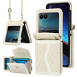 For Motorola Razr 40 Ultra Splicing Rhombic Texture Phone Case with Long & Short Lanyard(Beige) - free shipping - PMC TechLife - Order now!