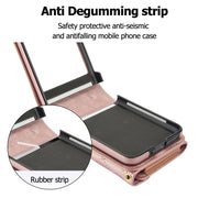 For Motorola Razr 40 Ultra Splicing Rhombic Texture Phone Case with Long & Short Lanyard(Rose Gold)