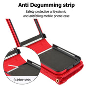 For Motorola Razr 40 Ultra Splicing Rhombic Texture Phone Case with Long & Short Lanyard(Red)