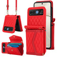 For Motorola Razr 40 Splicing Rhombic Texture Phone Case with Long & Short Lanyard(Red) - Motorola Cases by PMC TechLife | Online Shopping South Africa | PMC TechLife | Buy Now Pay Later Mobicred