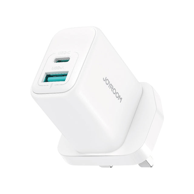 JOYROOM JR-TCF21 20W Dual Ports USB + Type-C Charger, Plug:UK Plug(White)