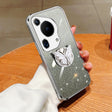 For Huawei Pura 70 Ultra Plated Gradient Glitter Butterfly Holder TPU Phone Case(Silver) - free shipping - PMC Jewellery - Order now!