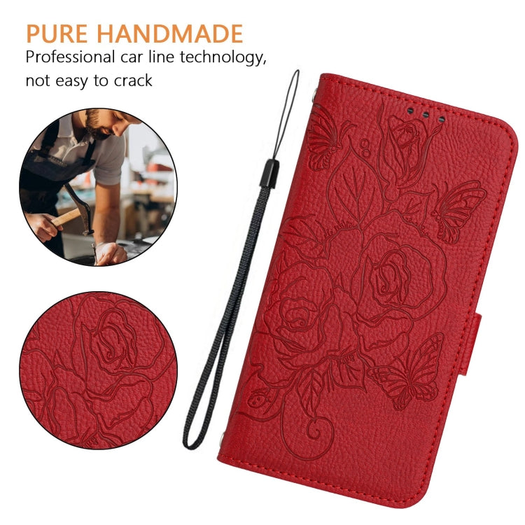For Blackview A53 Embossed Rose RFID Anti-theft Leather Phone Case(Red) - More Brand by PMC TechLife | Online Shopping South Africa | PMC TechLife | Buy Now Pay Later Mobicred