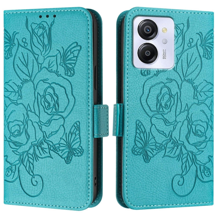 For Blackview Color 8 / Oscal Modern 8 Embossed Rose RFID Anti-theft Leather Phone Case(Light Blue) - More Brand by PMC TechLife | Online Shopping South Africa | PMC TechLife | Buy Now Pay Later Mobicred