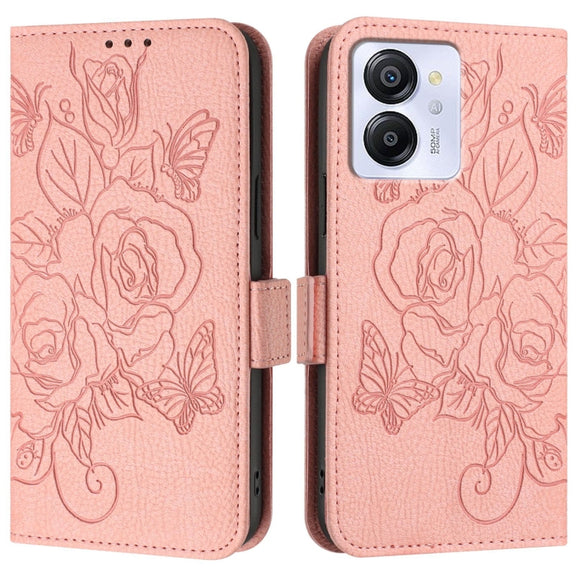 For Blackview Color 8 / Oscal Modern 8 Embossed Rose RFID Anti-theft Leather Phone Case(Pink)