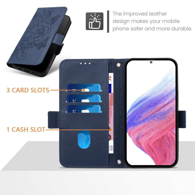 For Blackview Color 8 / Oscal Modern 8 Embossed Rose RFID Anti-theft Leather Phone Case(Dark Blue) - More Brand by PMC TechLife | Online Shopping South Africa | PMC TechLife | Buy Now Pay Later Mobicred