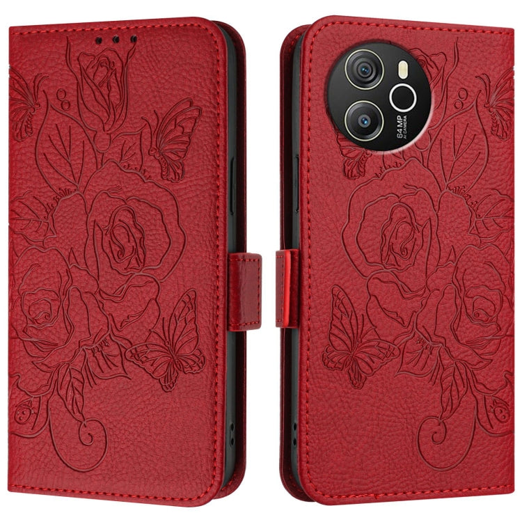 For Blackview Shark 8 Embossed Rose RFID Anti-theft Leather Phone Case(Red) - More Brand by PMC TechLife | Online Shopping South Africa | PMC TechLife | Buy Now Pay Later Mobicred