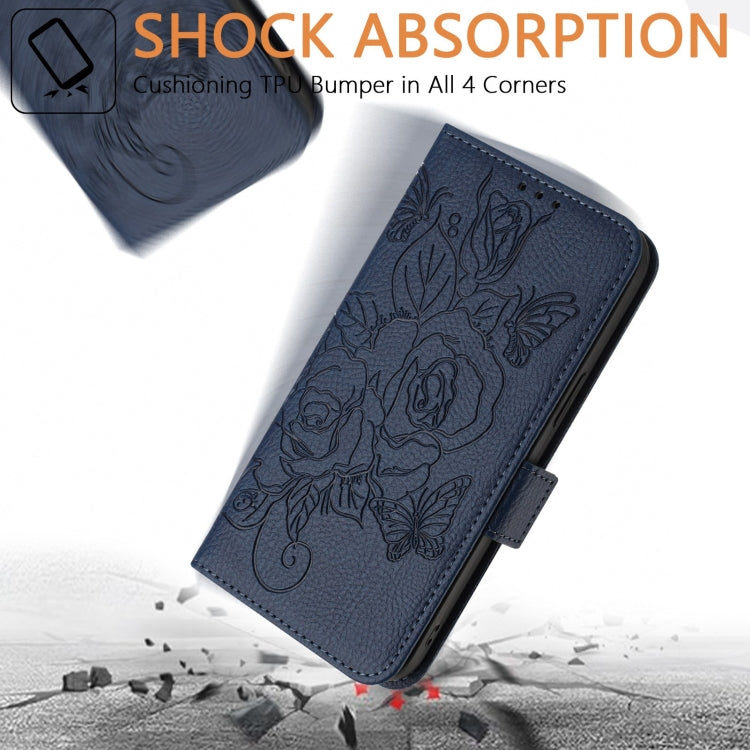 For Ulefone Note 14 Embossed Rose RFID Anti-theft Leather Phone Case(Dark Blue) - free shipping - PMC Jewellery - Order now!