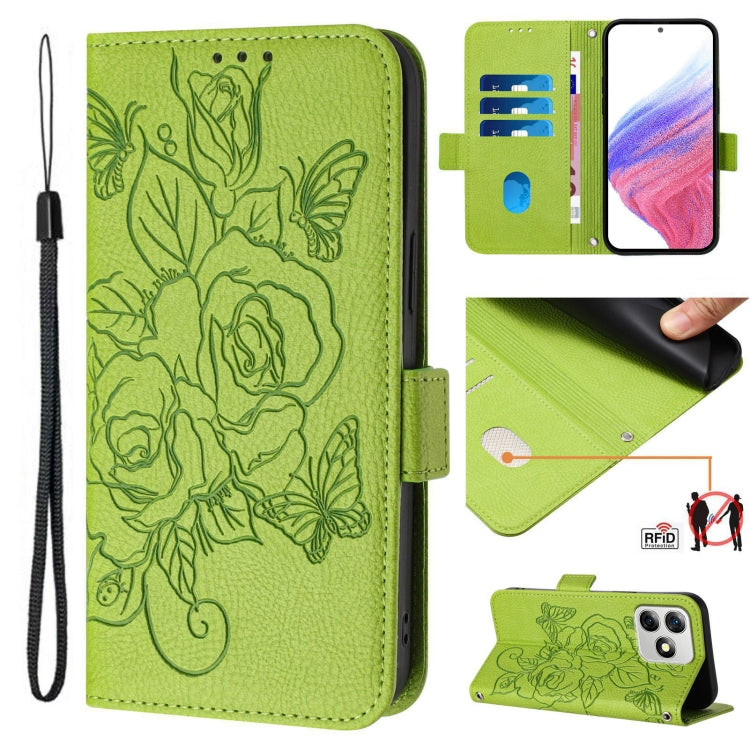 For Ulefone Note 18 Ultra Embossed Rose RFID Anti-theft Leather Phone Case(Green) - Ulefone Cases by PMC Jewellery | Online Shopping South Africa | PMC Jewellery | Buy Now Pay Later Mobicred