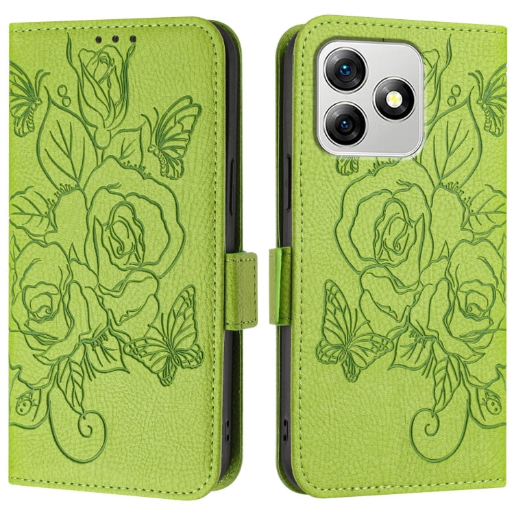 For Ulefone Note 18 Ultra Embossed Rose RFID Anti-theft Leather Phone Case(Green) - Ulefone Cases by PMC Jewellery | Online Shopping South Africa | PMC Jewellery | Buy Now Pay Later Mobicred