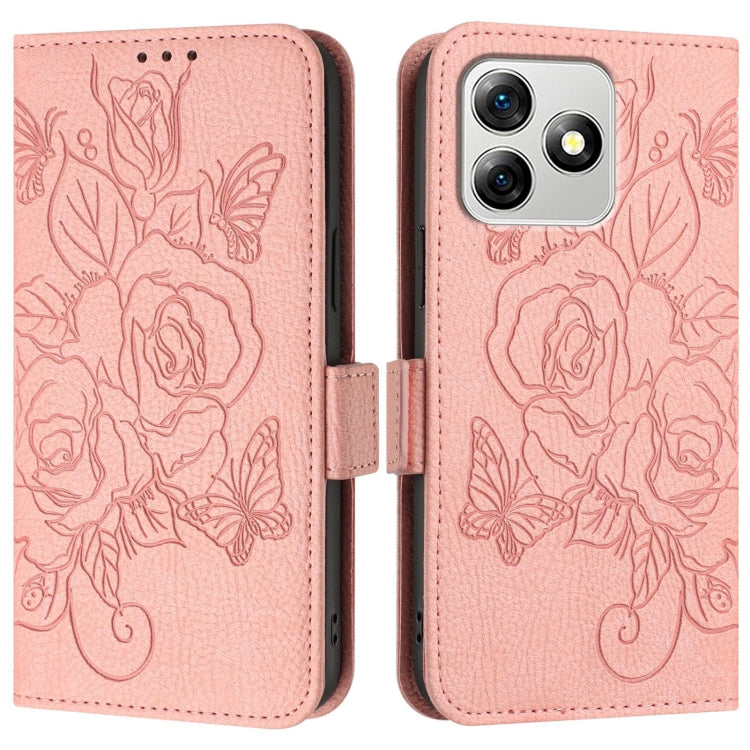 For Ulefone Note 18 Ultra Embossed Rose RFID Anti-theft Leather Phone Case(Pink)