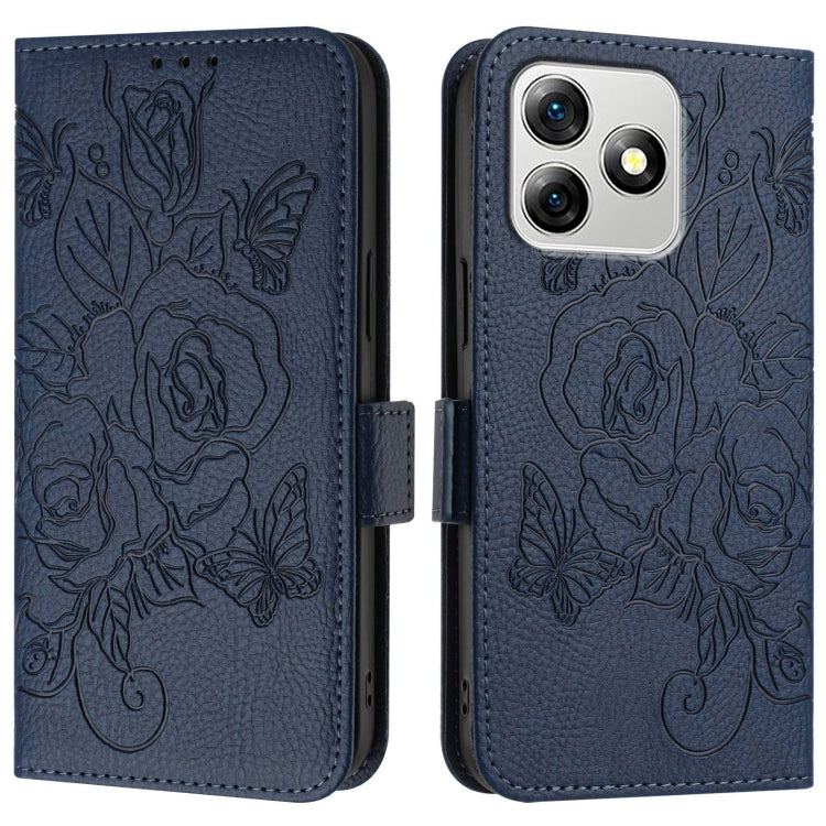 For Ulefone Note 18 Ultra Embossed Rose RFID Anti-theft Leather Phone Case(Dark Blue) - free shipping - PMC Jewellery - Order now!