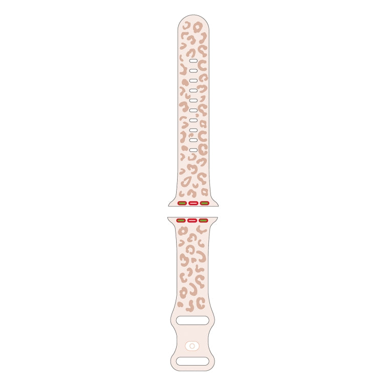For Apple Watch Series 3 38mm Concave Leopard Printed Silicone Watch Band(Starlight Milk Tea)