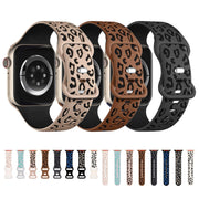 For Apple Watch Series 6 40mm Concave Leopard Printed Silicone Watch Band(Black Blue)