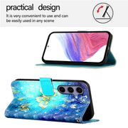 For Samsung Galaxy S25 5G 3D Painting Horizontal Flip Leather Phone Case(Golden Butterfly)