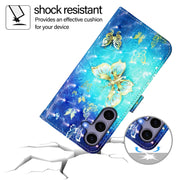 For Samsung Galaxy S25 5G 3D Painting Horizontal Flip Leather Phone Case(Golden Butterfly)