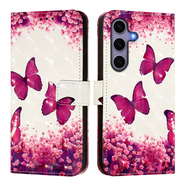 For Samsung Galaxy S25 5G 3D Painting Horizontal Flip Leather Phone Case(Rose Butterfly) - Galaxy S25 5G Cases by PMC Jewellery | Online Shopping South Africa | PMC Jewellery | Buy Now Pay Later Mobicred