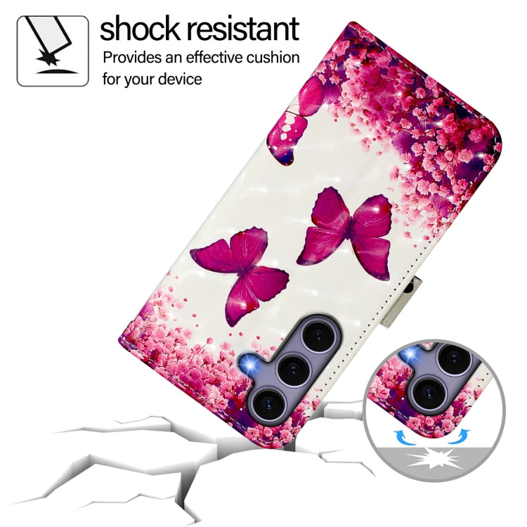 For Samsung Galaxy S25 5G 3D Painting Horizontal Flip Leather Phone Case(Rose Butterfly) - Galaxy S25 5G Cases by PMC Jewellery | Online Shopping South Africa | PMC Jewellery | Buy Now Pay Later Mobicred