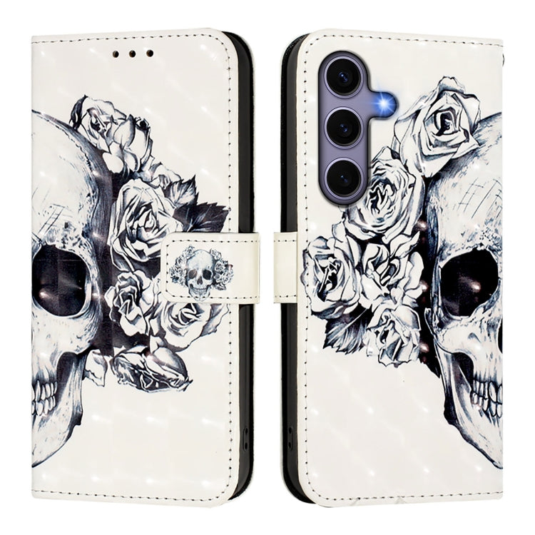 For Samsung Galaxy S25 5G 3D Painting Horizontal Flip Leather Phone Case(Skull) - Galaxy S25 5G Cases by PMC Jewellery | Online Shopping South Africa | PMC Jewellery | Buy Now Pay Later Mobicred